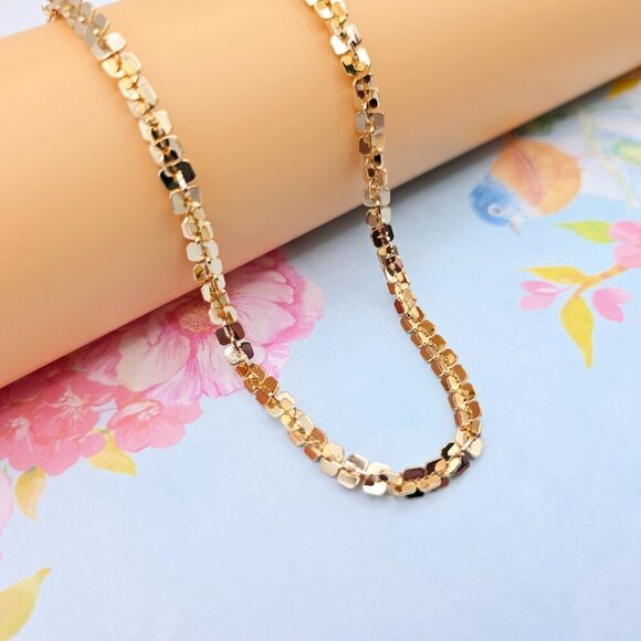 Shiny Rose Gold Mirror Box Chain Necklace, 19.7 Inch Reflective Finish, XPNL0091 - Picture 8 of 12